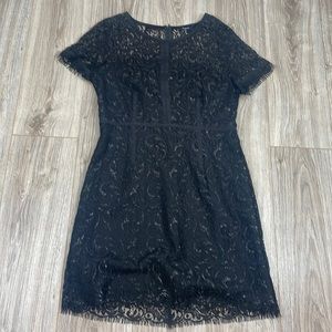 Madewell black lace over the knee dress short sleeves size 14 EUC